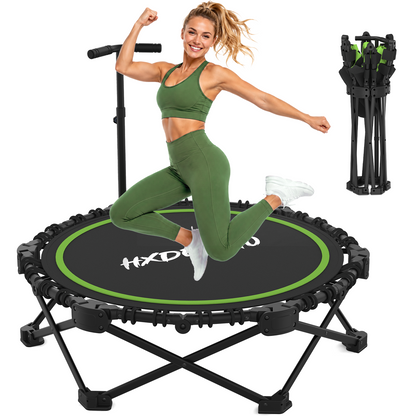 FasBrand Classic Round Foldable Rebounder, Zero-Assembly Fitness Mini Trampoline with Handle