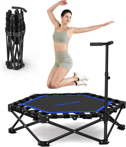 FasBrand Pro Hexagonal Foldable Rebounder, Zero-Assembly Fitness Trampoline with Stability Handle