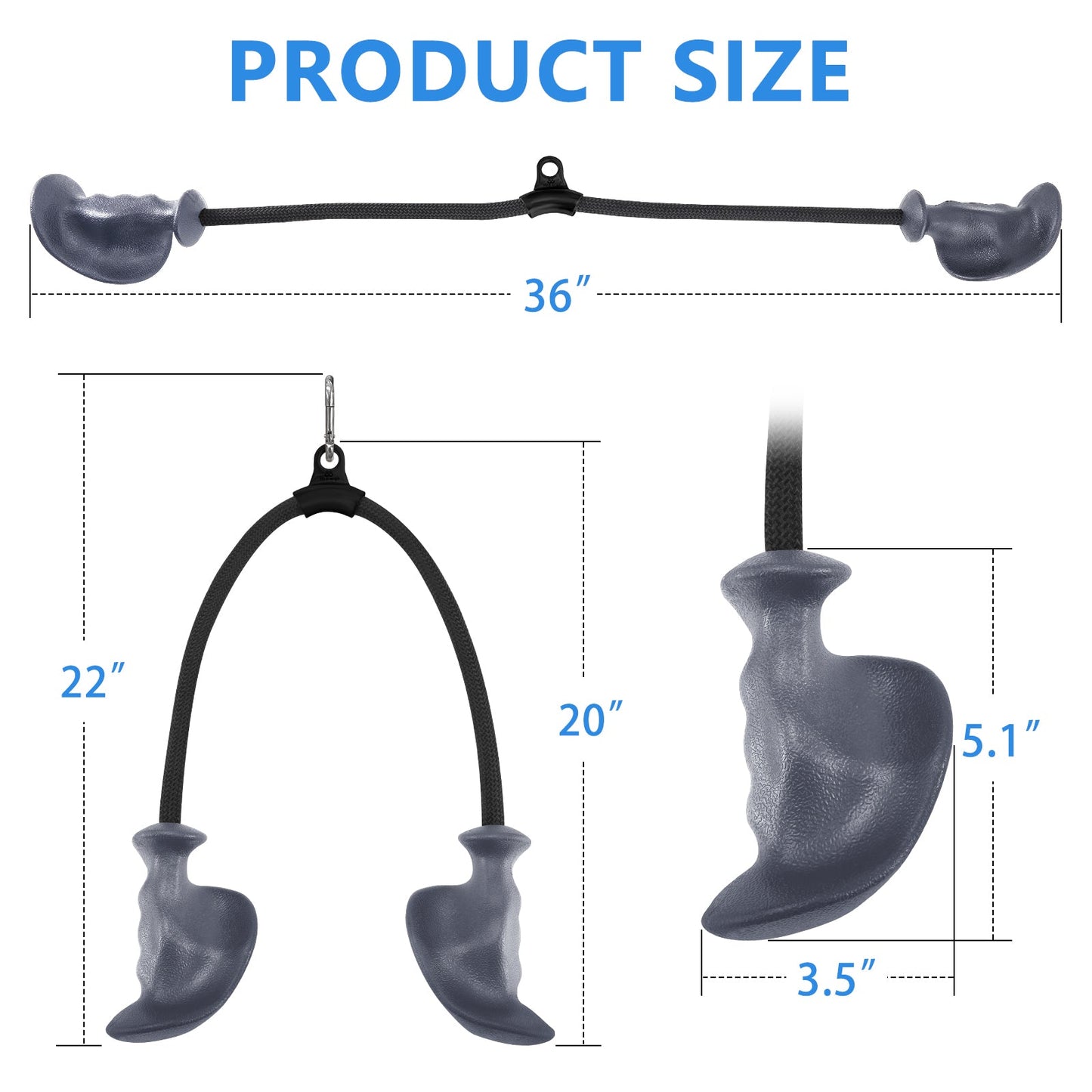 FasBrand Tricep Rope with Ergonomic Handles