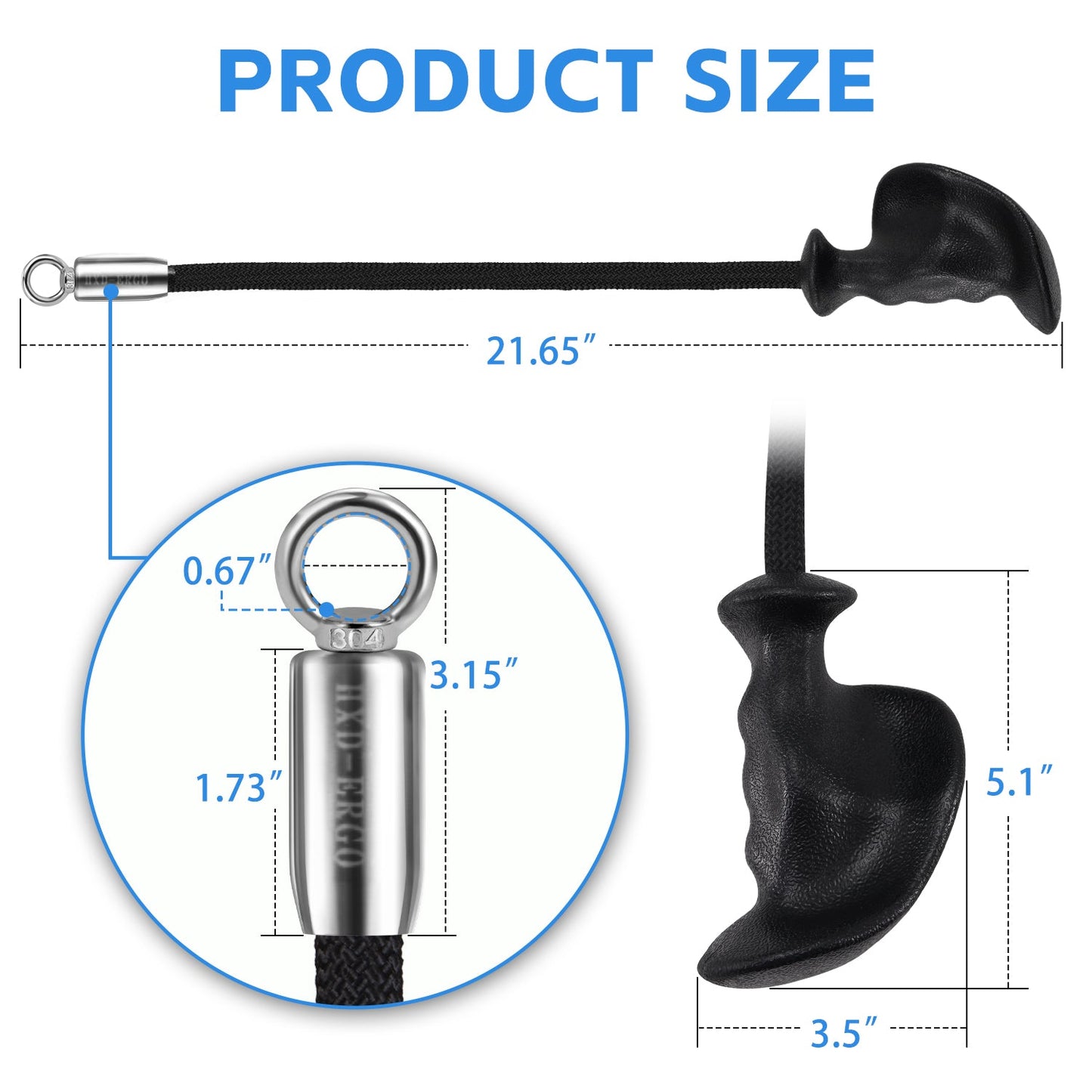One-hand Tricep Rope with Ergonomic Handles 36 Inch Tricep Pull Down Rope