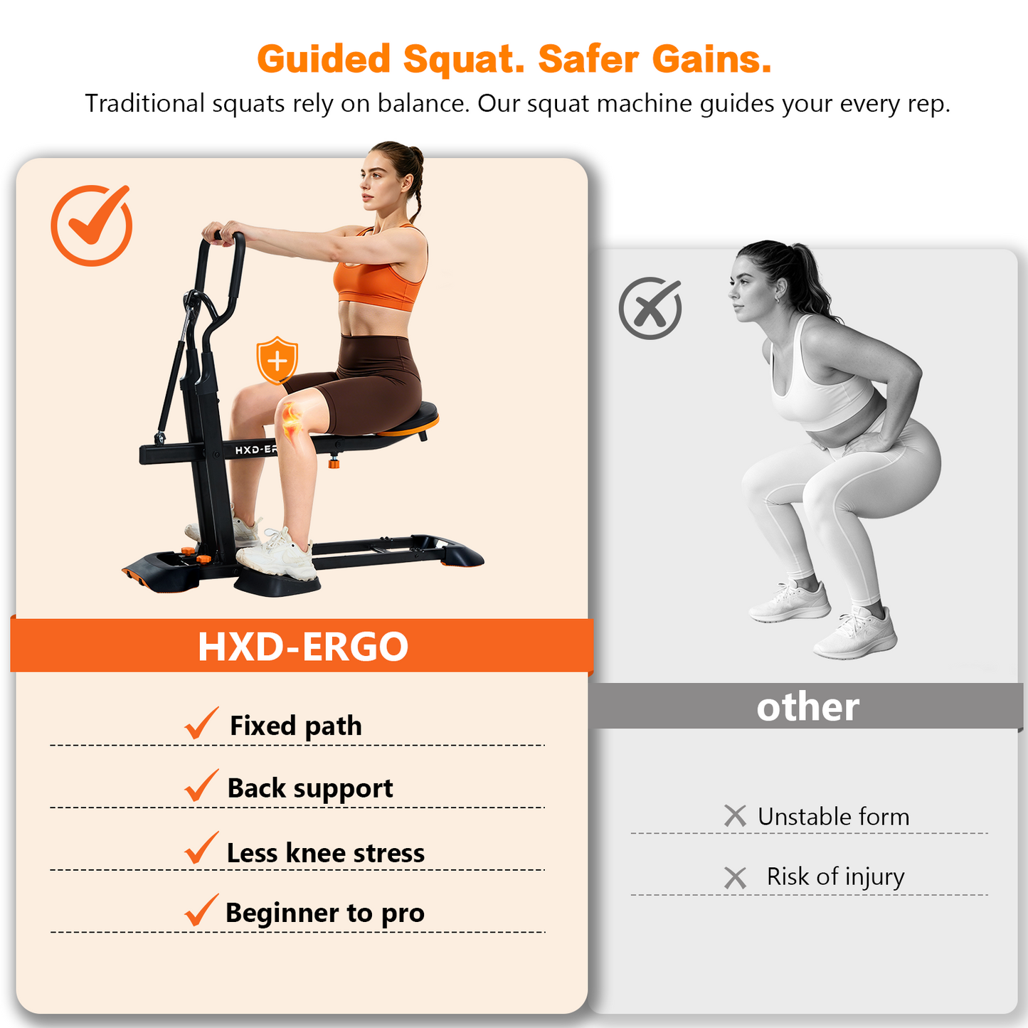 FasBrand Home Deep Squat Trainer | 3-Level Adjustable Seat, Knee-Friendly Lower Body Workout Gear