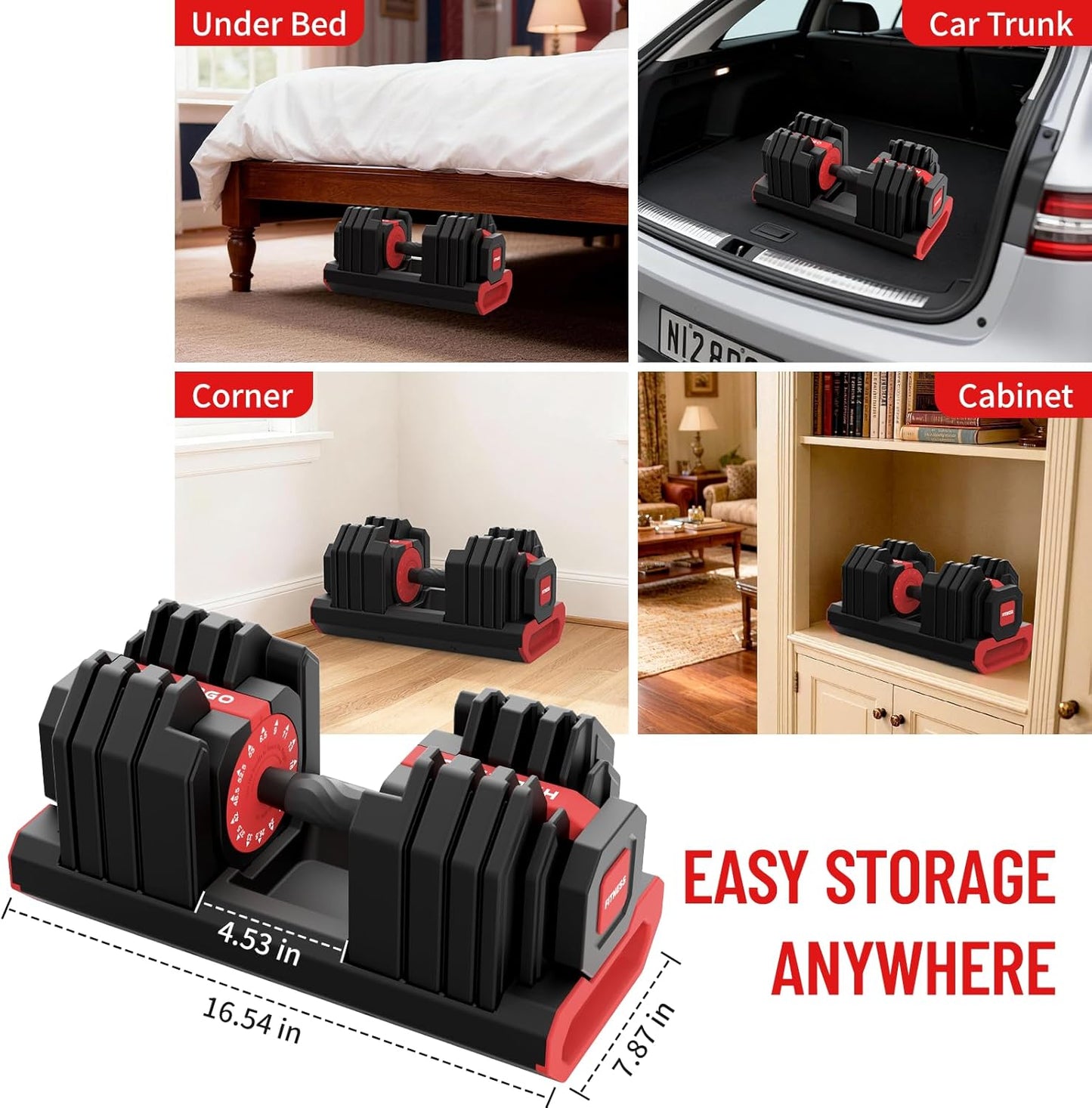 FasBrand QuickSwitch Pro 55lb Adjustable Dumbbells (Pair)