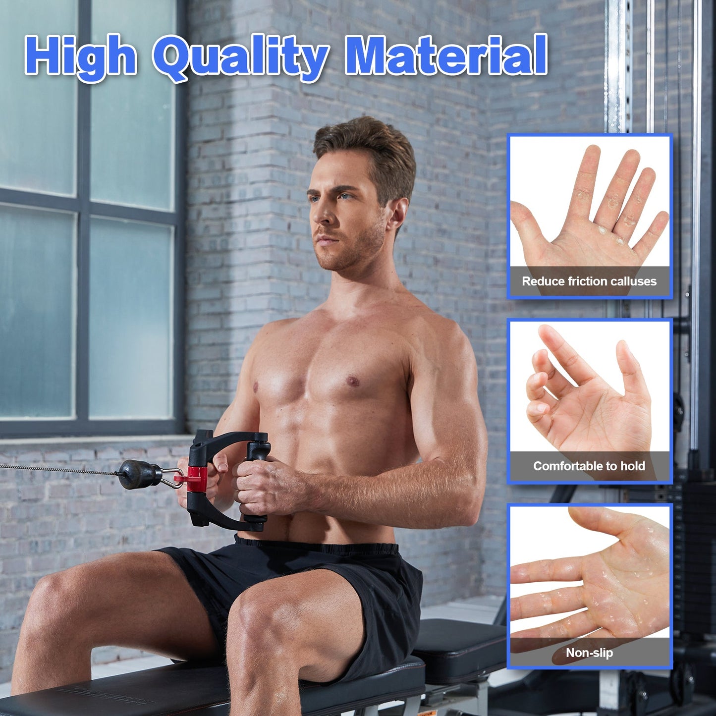 Double D Handle for Cable Machine - Ergonomic Row Handle Cable Attachment