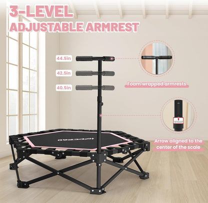 FasBrand Pro Hexagonal Foldable Rebounder, Zero-Assembly Fitness Trampoline with Stability Handle