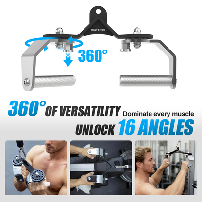 FasBrand 360° Rotating LAT Pull Down Bar Set, LAT Pulldown Attachments with 16 Lockable Angles, 3 Grip Widths Cable Machine Attachment for Full Body Workout, Home Gym Equipment