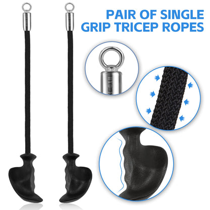 One-hand Tricep Rope with Ergonomic Handles 36 Inch Tricep Pull Down Rope