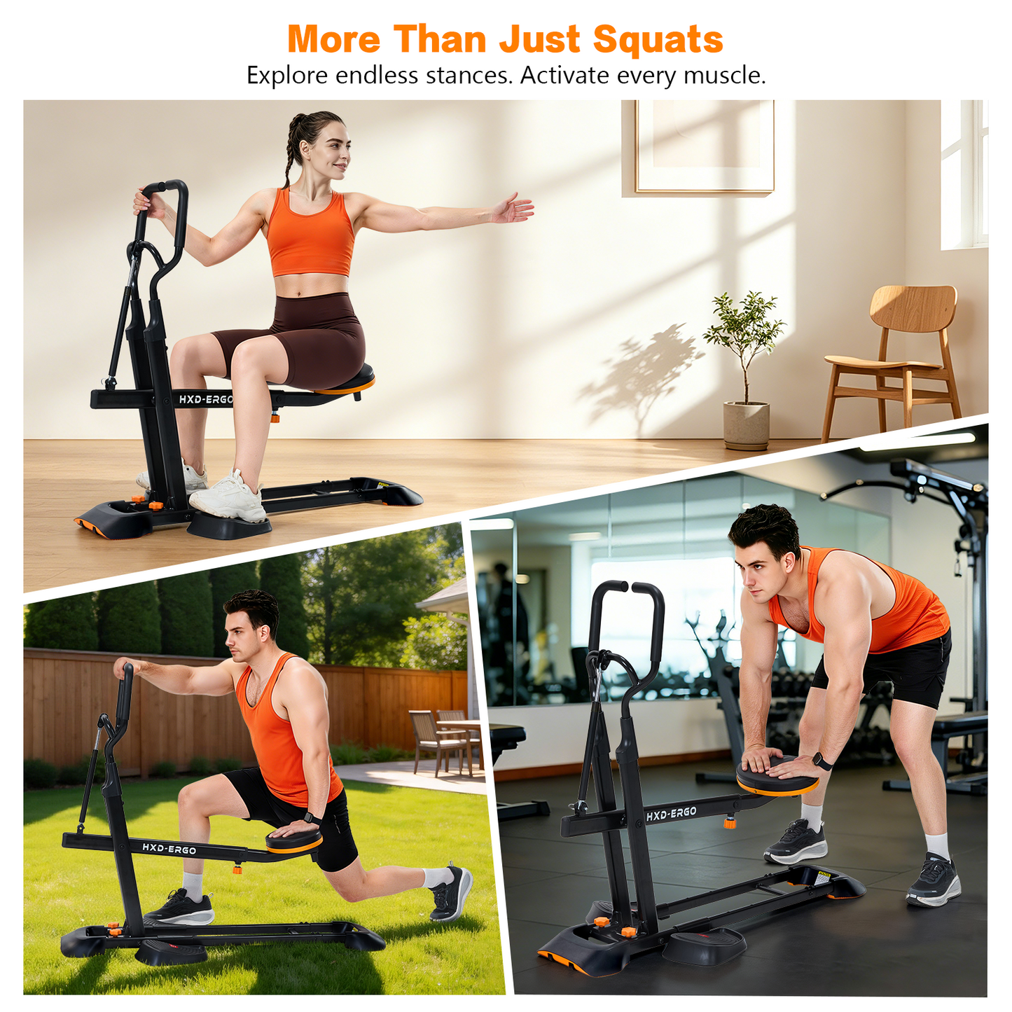 FasBrand Home Deep Squat Trainer | 3-Level Adjustable Seat, Knee-Friendly Lower Body Workout Gear
