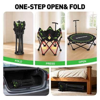 FasBrand Classic Round Foldable Rebounder, Zero-Assembly Fitness Mini Trampoline with Handle