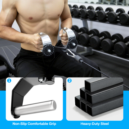FasBrand 360° Rotating LAT Pull Down Bar Set, LAT Pulldown Attachments with 16 Lockable Angles, 3 Grip Widths Cable Machine Attachment for Full Body Workout, Home Gym Equipment