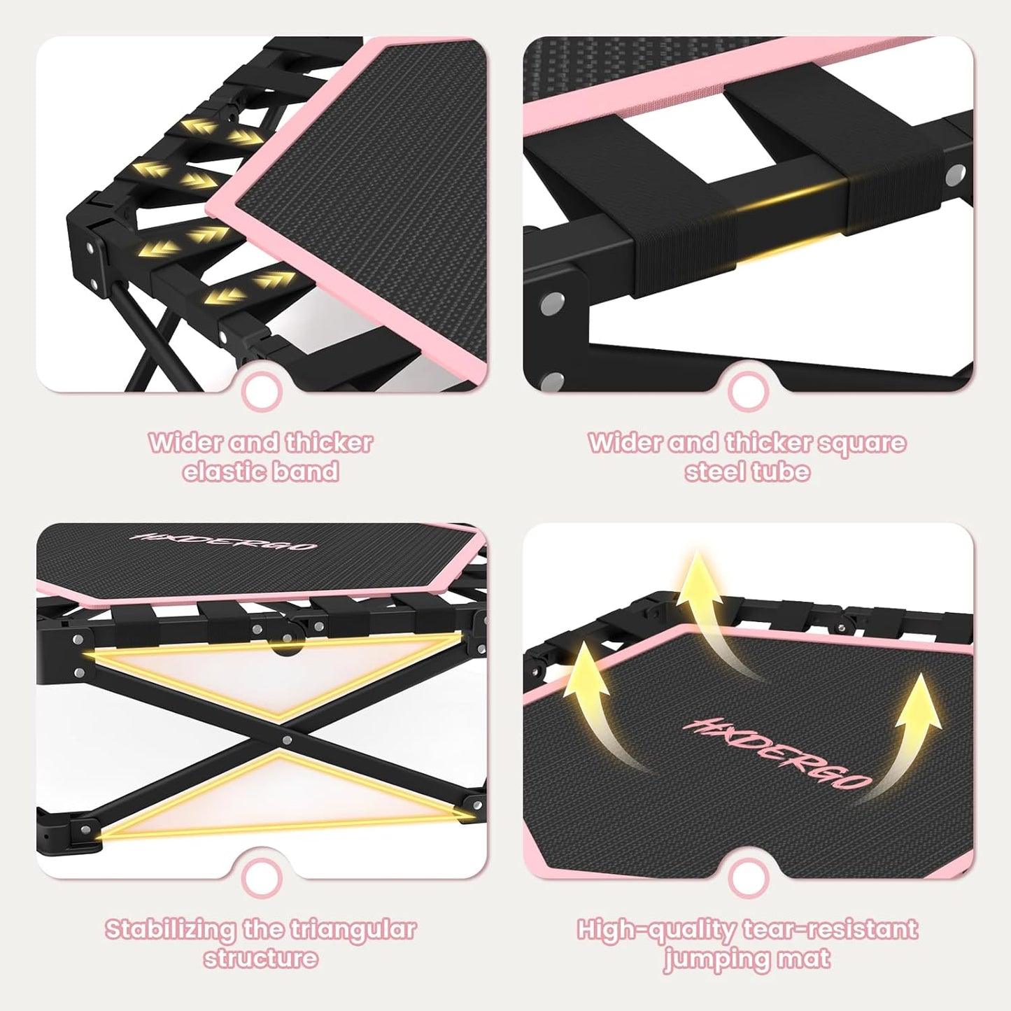 FasBrand Pro Hexagonal Foldable Rebounder, Zero-Assembly Fitness Trampoline with Stability Handle