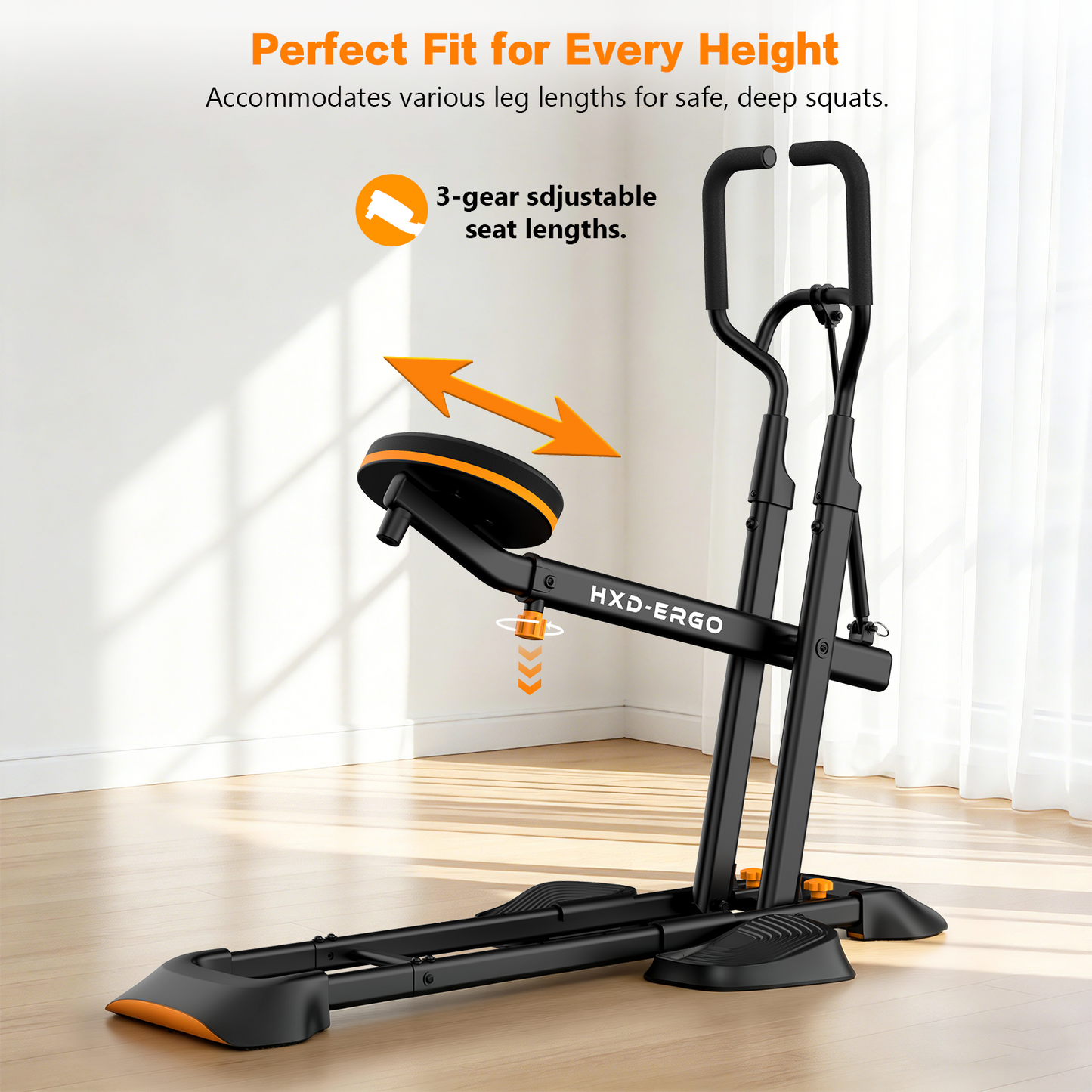 FasBrand Home Deep Squat Trainer | 3-Level Adjustable Seat, Knee-Friendly Lower Body Workout Gear