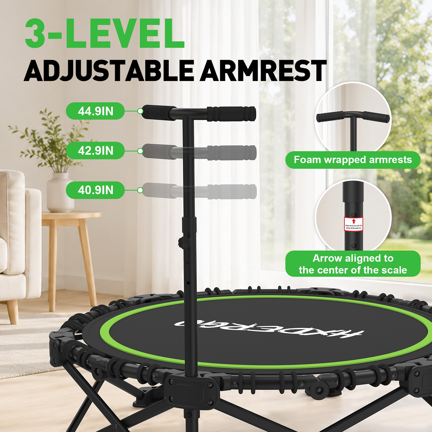FasBrand Classic Round Foldable Rebounder, Zero-Assembly Fitness Mini Trampoline with Handle