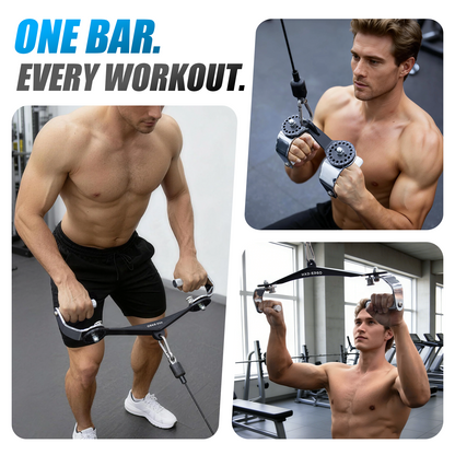 FasBrand 360° Rotating LAT Pull Down Bar Set, LAT Pulldown Attachments with 16 Lockable Angles, 3 Grip Widths Cable Machine Attachment for Full Body Workout, Home Gym Equipment