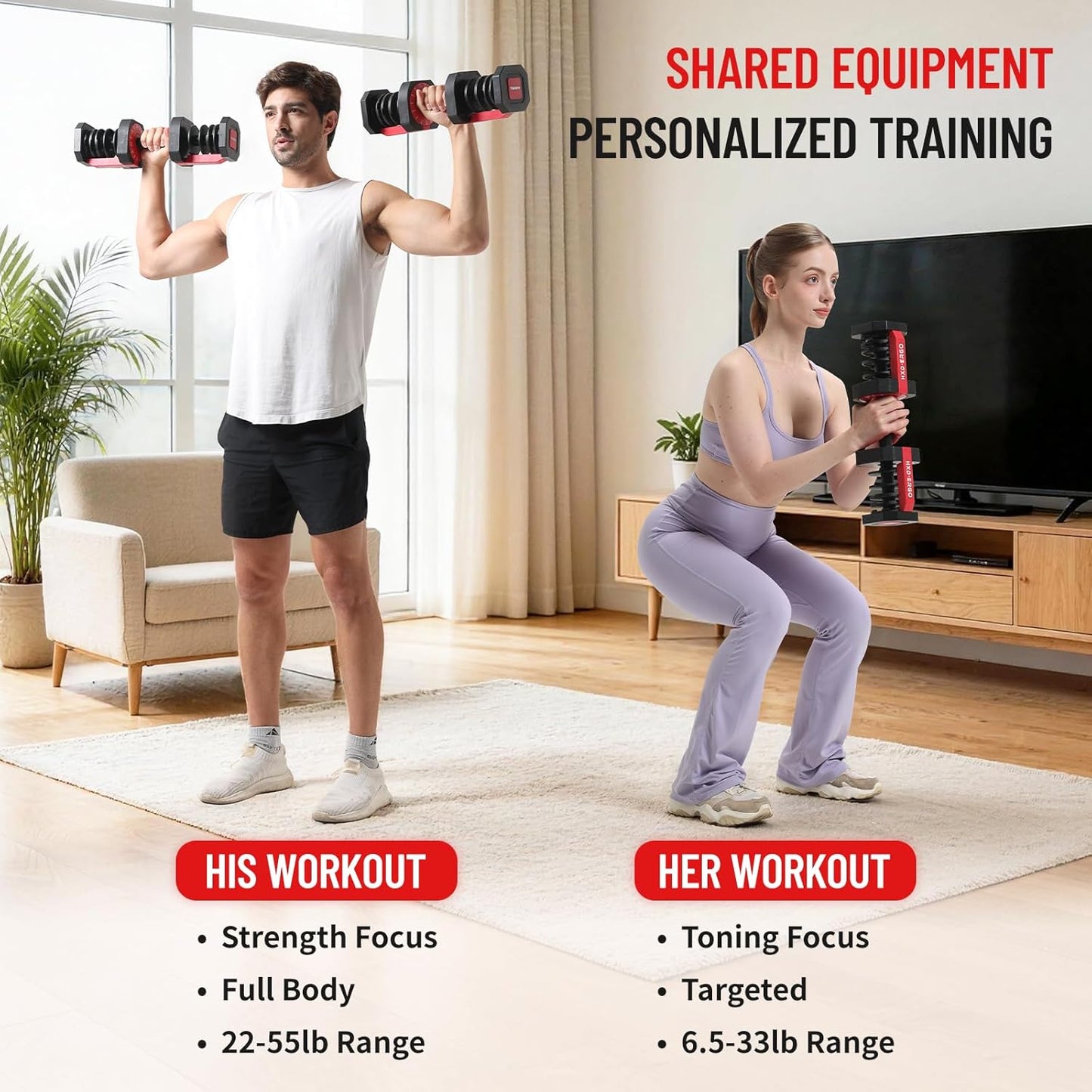 FasBrand QuickSwitch Pro 55lb Adjustable Dumbbells (Pair)