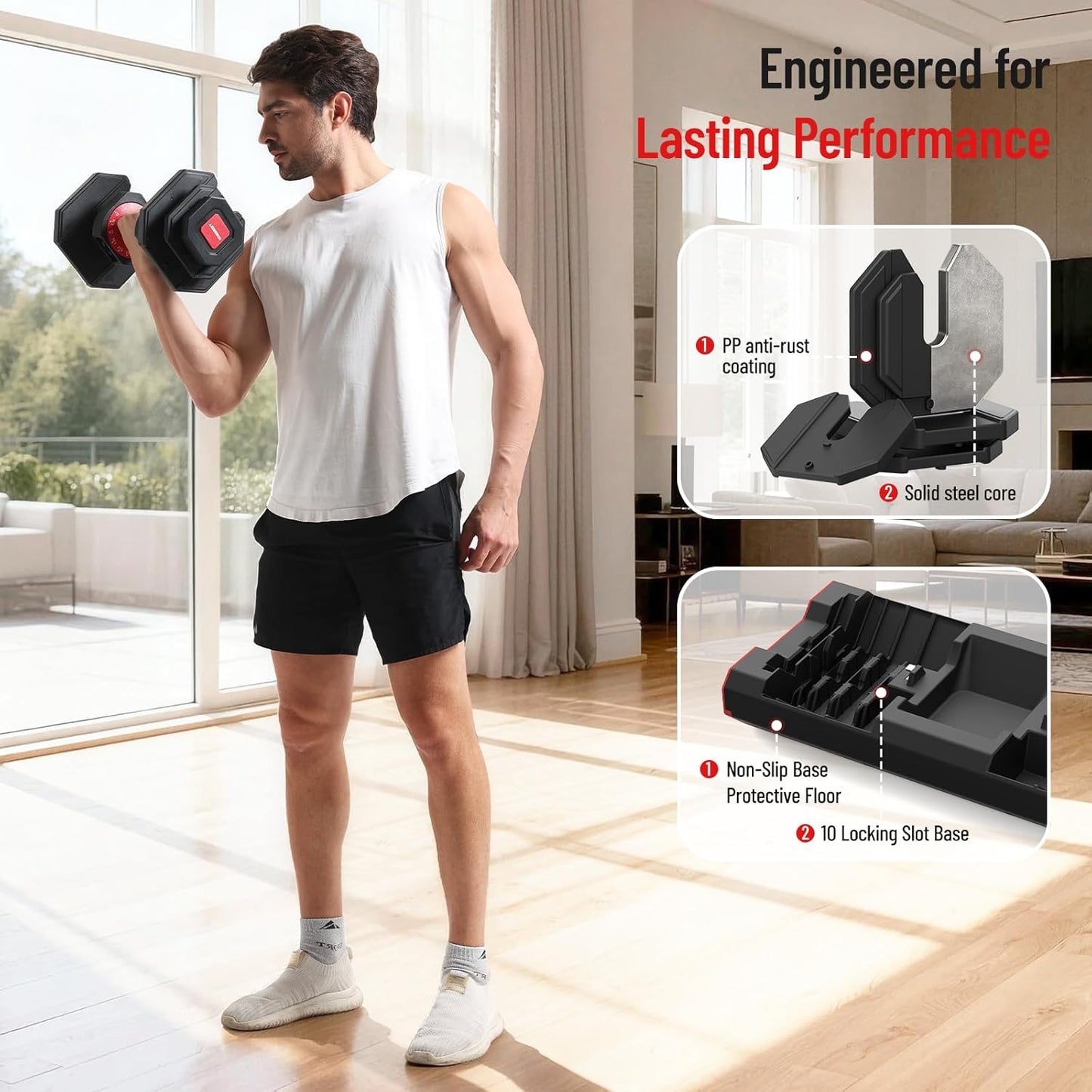 FasBrand QuickSwitch Pro 55lb Adjustable Dumbbells (Pair)